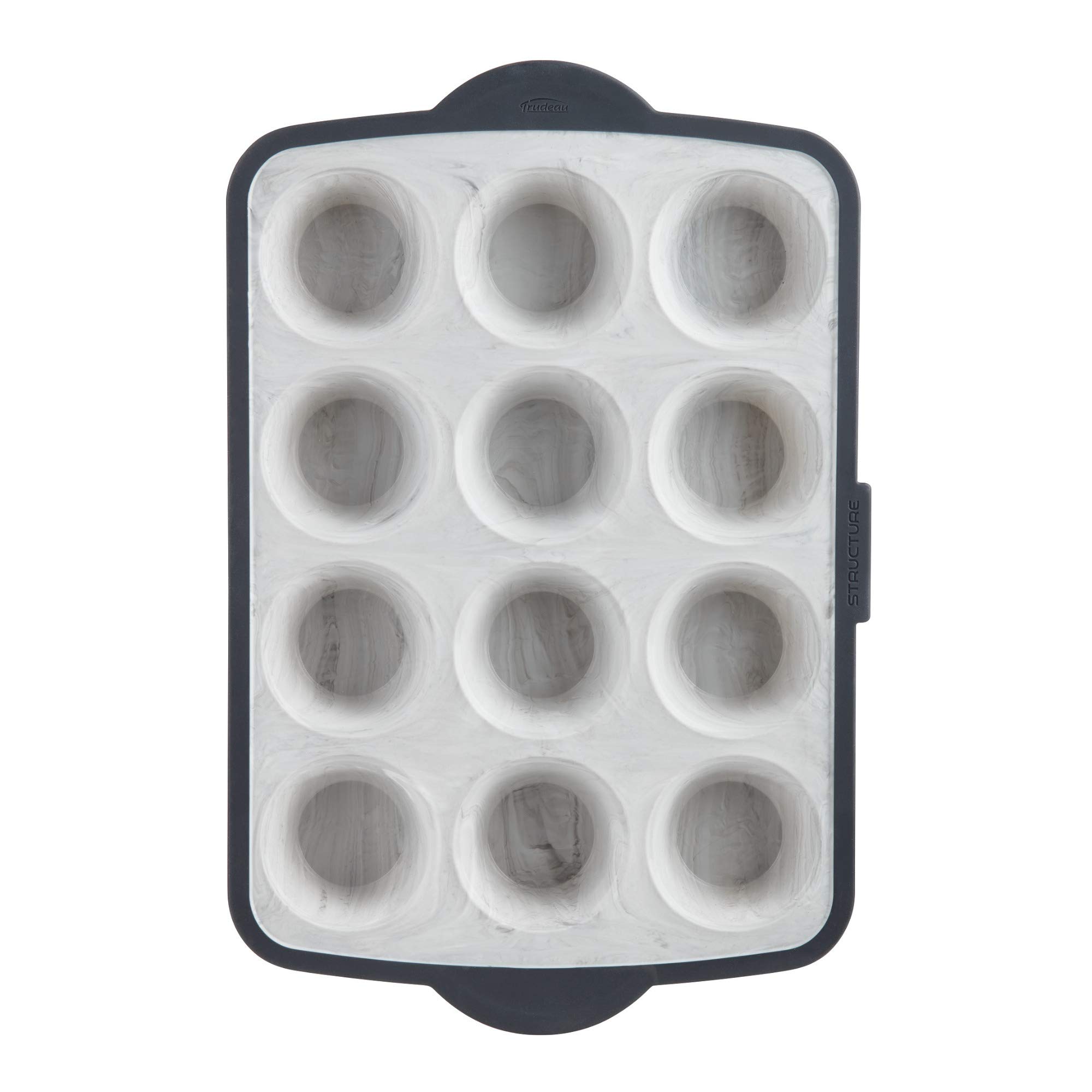 Trudeau Structure Pro Standard Muffin Pan, 12 Cavity Silicone Bakeware, Marble