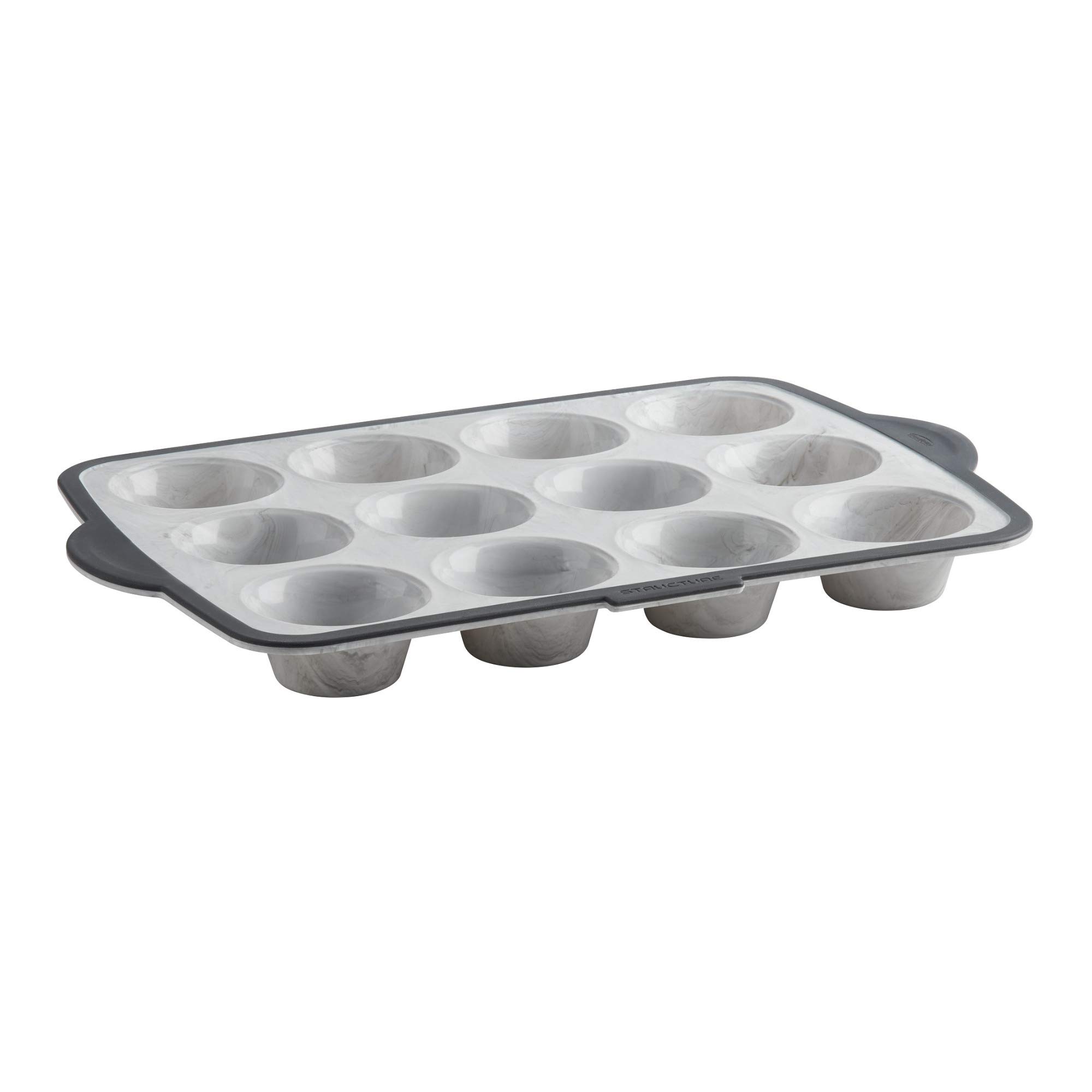 Trudeau Structure Pro Standard Muffin Pan, 12 Cavity Silicone Bakeware, Marble