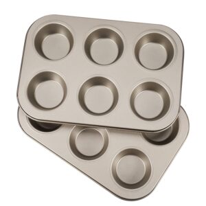 flexzion muffin tray cupcake baking pan 2 pack, 6-cup nonstick carbon steel muffin tins non-stick cupcake tin bakeware accessories for baking cupcakes muffin brownies snacks, easy clean, fridge safe