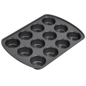 Wilton 9-Inch Steel Round Fluted Tube Cake Pan, Non-Stick, 12-Cup, Black