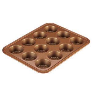 ayesha curry nonstick bakeware nonstick 12-cup muffin tin / nonstick 12-cup cupcake tin - 12 cup, brown
