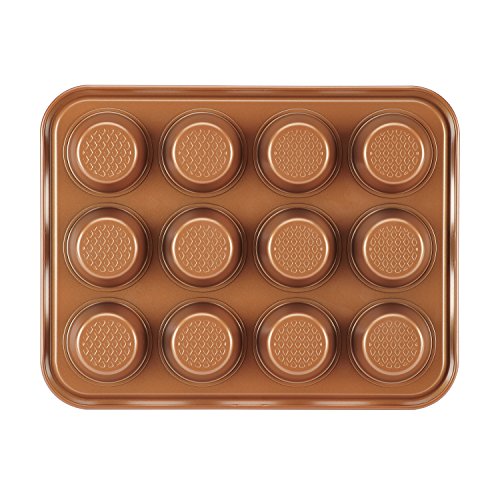 Ayesha Curry Nonstick Bakeware Nonstick 12-Cup Muffin Tin / Nonstick 12-Cup Cupcake Tin - 12 Cup, Brown