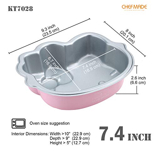 CHEFMADE Hello Kitty Cake Pan, 8-Inch Non-Stick Cat-Shaped Bakeware for Oven and Instant Pot Baking (Pink)