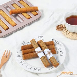 CHEFMADE Financier Cake Pan, Non-Stick 6-Cavity Rectangle Muffin Pan Biscuits Cookies Bakeware