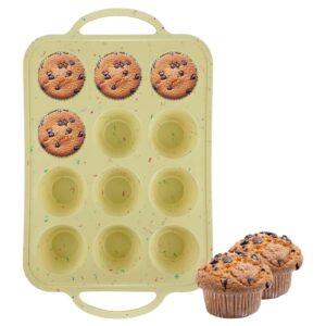 luckypai silicone muffin pan cupcake pan molds for baking 12 cups stainless steel bowl，muffin molder for muffins and cupcakes—cupcake silicone molder