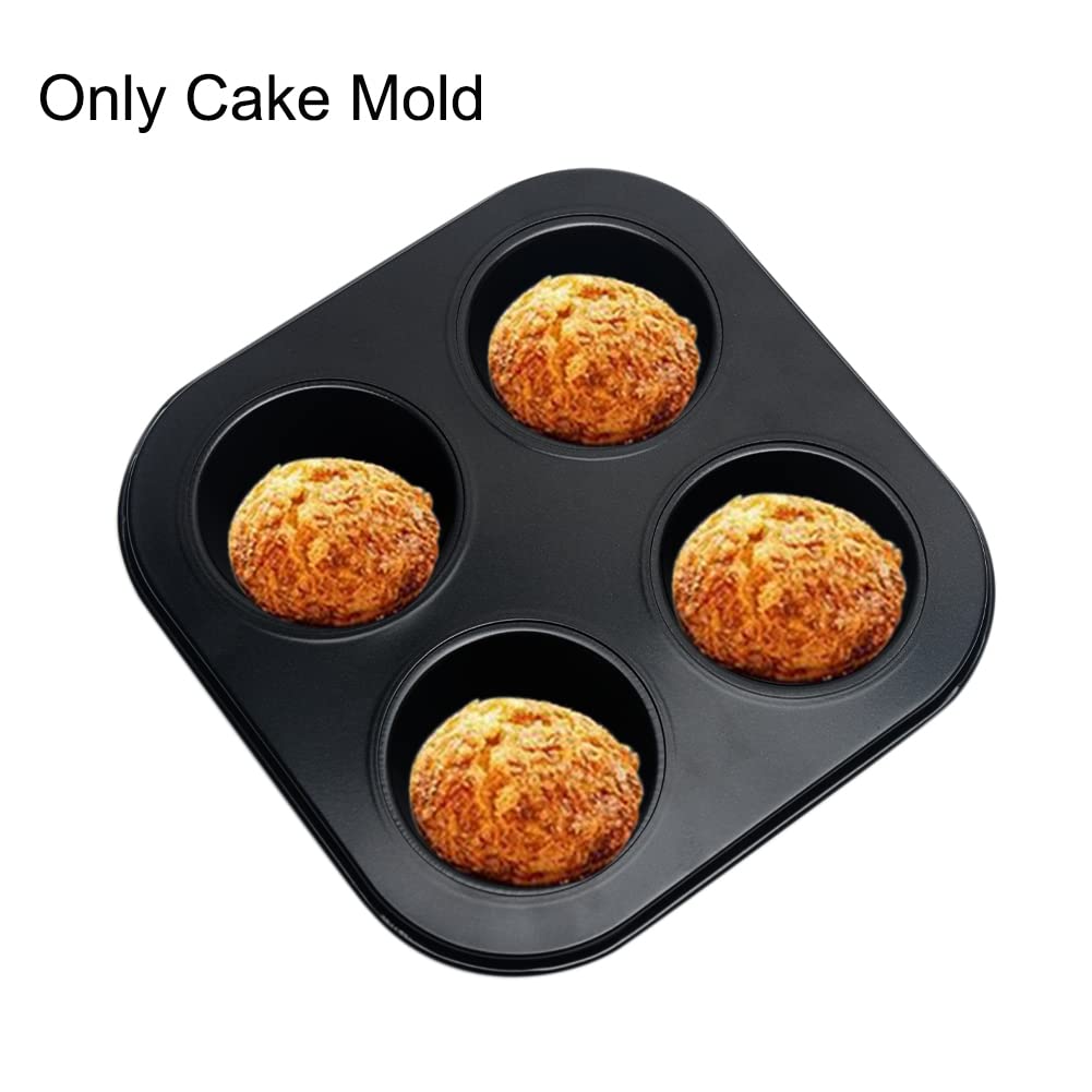 4 Cup Large Muffin Cupcake Moulds/Trays, Non Stick Cupcake Muffins Tin Baking Tray 2 Pack Carbon Steel Round Muffin & Cupcake Pans, Dishwasher Oven Safe