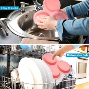 TOYMIS Air Fryer Egg Mold, 2pcs Reusable BPA-Free Silicone Baking Cups Non-Stick 3-Chamber Heat Resistant Silicone Muffin Pan for Hamburger Muffin Air Fryer Accessories Microwave (Pink, Grey)