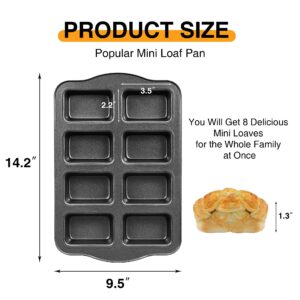 HONGBAKE 2 Pack 4-Cup Large Muffin Top Pan Set of 2 and 8-Cavity Mini Loaf Baking Pan