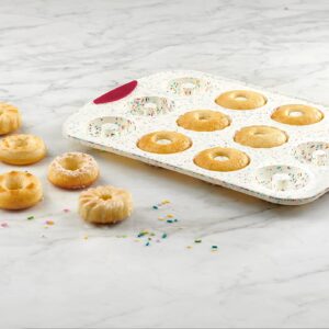 Trudeau Decorated Donut Pan-White Confetti/Fuchsia, 12 Cavity