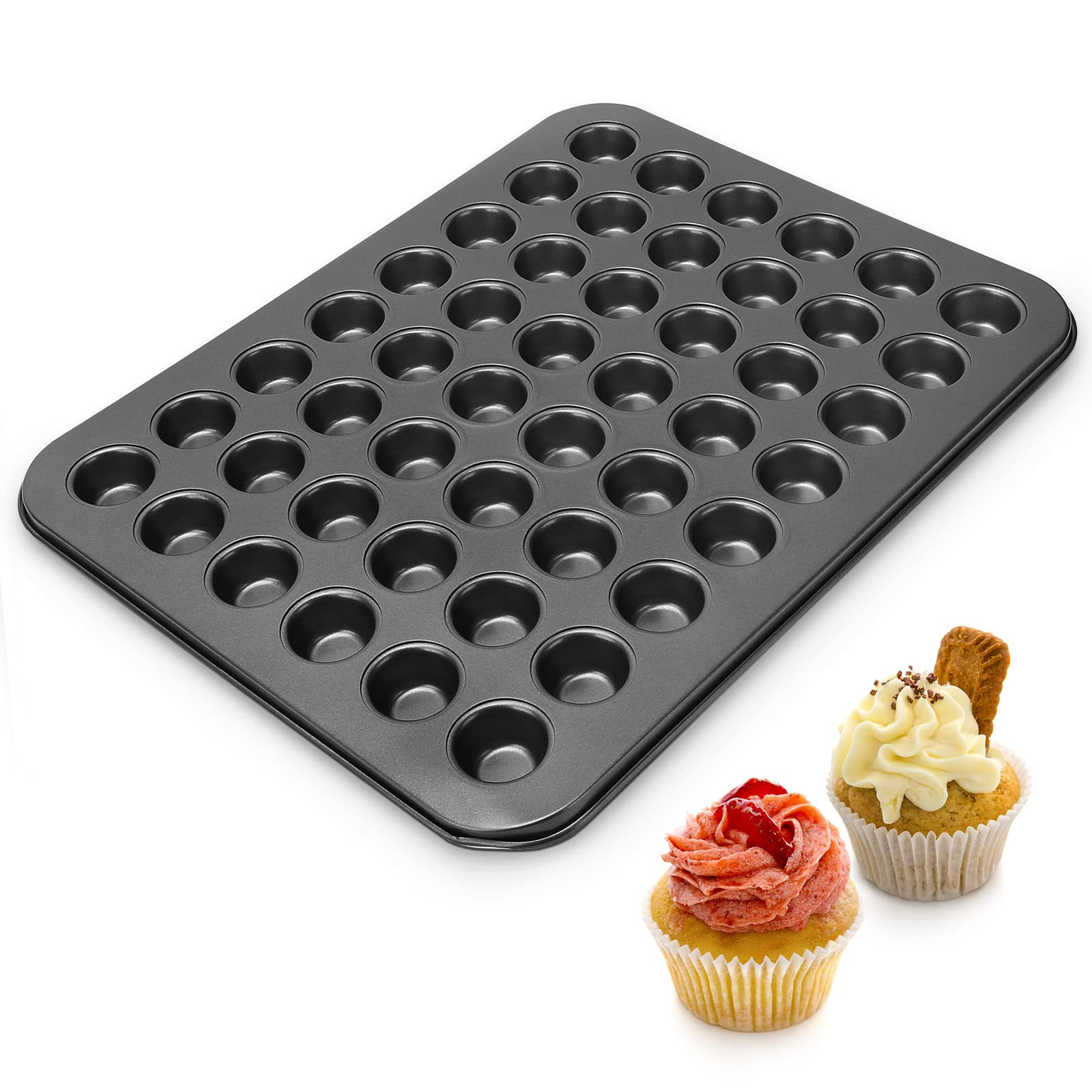 Estink 48‑Cup Cupcake Pan, NonStick Mini 48 Cups Muffin Baking Pan Round Cupcake Pan Tray Baking Mould for Oven Baking Bakeware Cooking Accessory, Grey