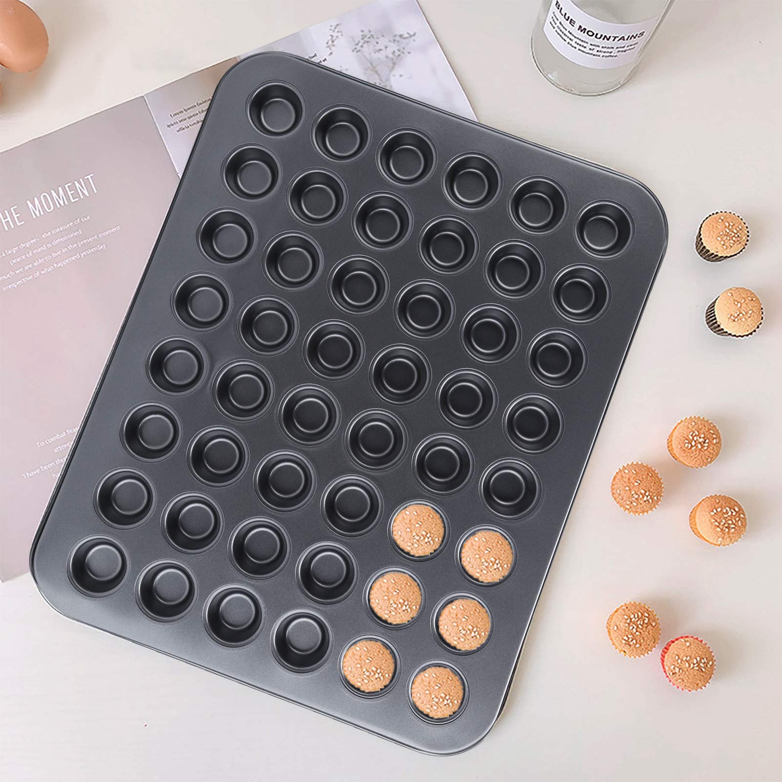 Estink 48‑Cup Cupcake Pan, NonStick Mini 48 Cups Muffin Baking Pan Round Cupcake Pan Tray Baking Mould for Oven Baking Bakeware Cooking Accessory, Grey