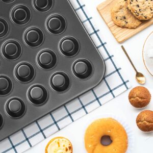 Estink 48‑Cup Cupcake Pan, NonStick Mini 48 Cups Muffin Baking Pan Round Cupcake Pan Tray Baking Mould for Oven Baking Bakeware Cooking Accessory, Grey