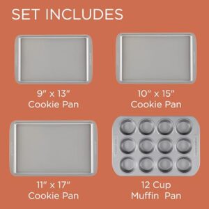 Farberware Nonstick Bakeware 4-Piece Baking Sheet Set, Gray -