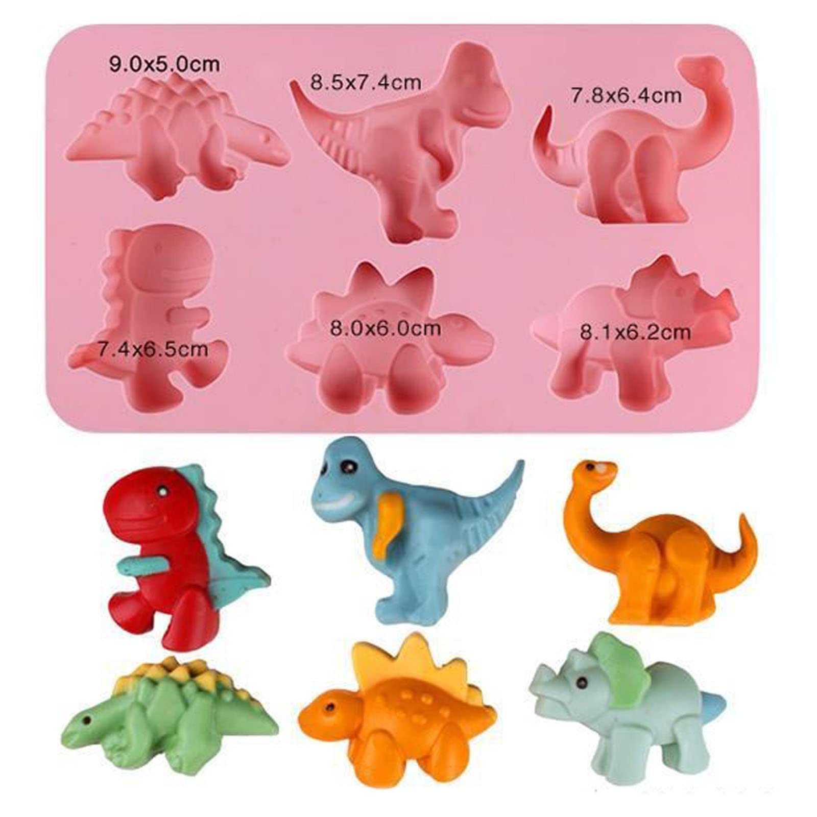 Joyeee Silicone Baking Mold Tray, Cartoon Dinosaur Candy Mold Non-stick Muffin Pan Cake Molds for Pudding Ice Cube Chocolate Fondant Cake Decorations DIY Handmade Soap, fit for Kids Parties, Birthday