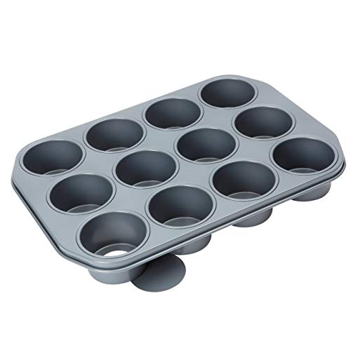 Baker's Pride 3-inch x 1.75-inch Heavy Gauge Non Stick Professional 12-Piece Cup Dessert Pan with Loose Bases