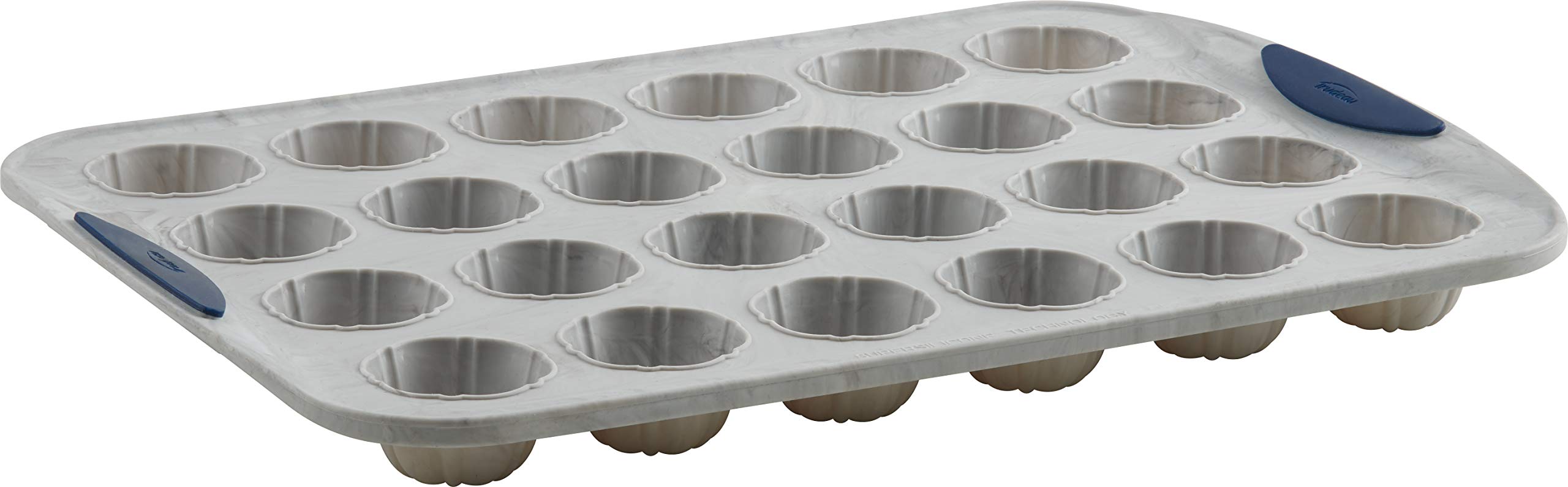 Trudeau Set of Two Mini Cake Muffin Silicone Pans, Marble, Gray, 24-count