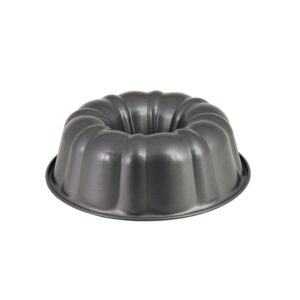 chicago metallic nonstick fluted cake pan, perfect for bundt cakes, monkey breads, casseroles, lasagnas, and more! 10-inch, gray