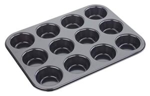 tala non stick 12 cup bun tin, black