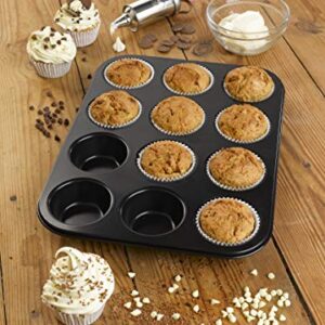 Tala Non Stick 12 Cup Bun Tin, Black