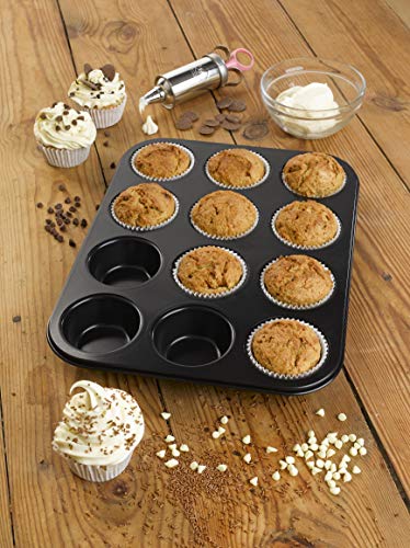 Tala Non Stick 12 Cup Bun Tin, Black