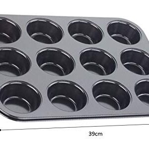 Tala Non Stick 12 Cup Bun Tin, Black