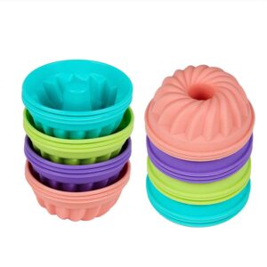 gifbera mini fluted tube 3 inch silicone baking molds/cake cups, fits standard muffin/cupcake pans, 12-count