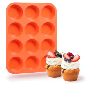 mmmat silicone muffin pan - best german silicone - 12 cups silicone cupcake pan - non-stick silicone baking pan, food grade, bpa free, dishwasher safe - perfect for egg muffin, corn bread, cupcakes