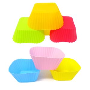 Honbay 12PCS Silicone Square Reusable Cake Cup Sets Baking Cups Nonstick Liner Molds Cupcake Baking Molds for Making Muffin, Chocolate, Bread (70 x 70 x 32mm)