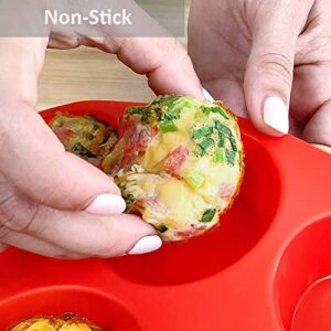 Wolecok Silicone Muffin Pan,Food-Grade Muffin Tins Set of 2,BPA Free Heat Resistant Up to 446°F,100% Silicone Cupcake Baking Pan with 12 Cups Non Stick,Easy to Clean and Fold Storage