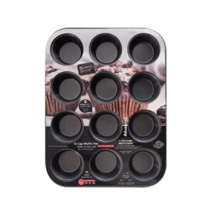 baker's secret 12cup muffin pan cupcake nonstick pan - carbon steel pan muffins cupcakes 2 layers non stick coating easy release dishwasher safe diy bakeware baking supplies - advanced collection
