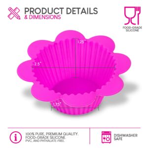 Exultimate Silicone Cupcake Mold Liners Holders Baking Supplies Flower Shaped Muffin Liner Set of 12