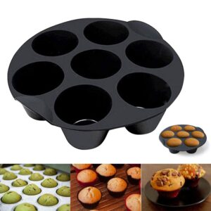 Silicone Muffin Cake Cups, 7Cup Non-Stick Muffin Cupcake Tin, Muffin Cupcake Tray Baking Mold, for 3.5-5.8 L Air Fryer Accessories, Chocolate Universal Cake Cups, 18cm/21cm