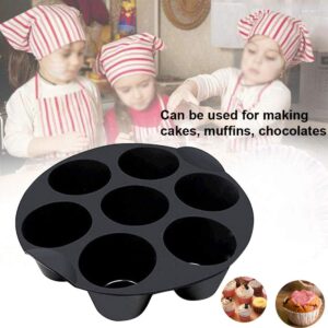 Silicone Muffin Cake Cups, 7Cup Non-Stick Muffin Cupcake Tin, Muffin Cupcake Tray Baking Mold, for 3.5-5.8 L Air Fryer Accessories, Chocolate Universal Cake Cups, 18cm/21cm