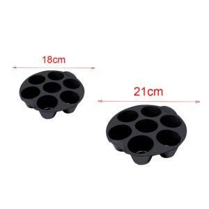 Silicone Muffin Cake Cups, 7Cup Non-Stick Muffin Cupcake Tin, Muffin Cupcake Tray Baking Mold, for 3.5-5.8 L Air Fryer Accessories, Chocolate Universal Cake Cups, 18cm/21cm