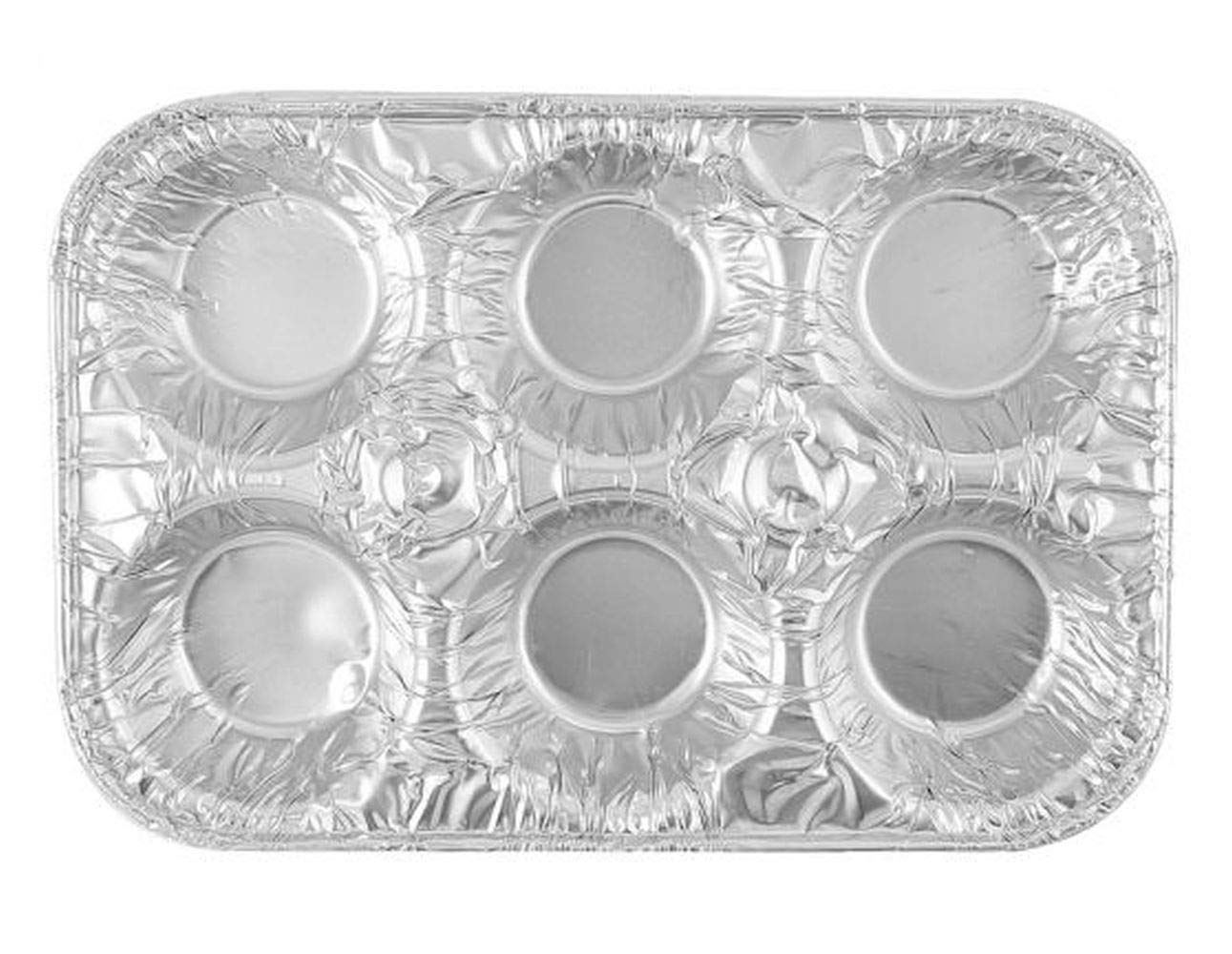 Just Partyware 20-Pack Muffin Pans Disposable Aluminum Foil 6-Cup Standard Size Tin for Baking Cupcakes, Mini Pies and Quiche, Souffle