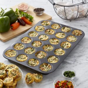 Chicago Metallic Mini-Muffin Pan, Perfect for Cupcakes, eggbites, quiches and more! 15.75-Inch-by-11-Inch