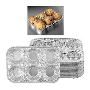 ATB 10 Pc Aluminum Foil Muffin Pan 6 Cavity Cake Mold Cupcake Disposable Container