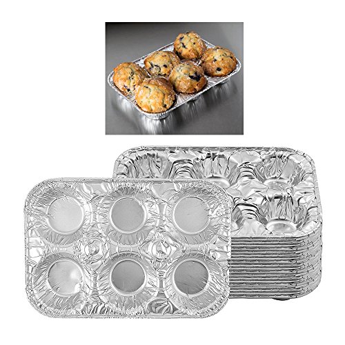 ATB 10 Pc Aluminum Foil Muffin Pan 6 Cavity Cake Mold Cupcake Disposable Container