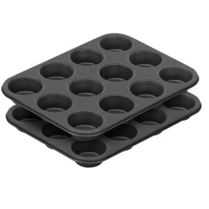 G & S Metal Products Company ProBake Set of Two Teflon Xtra Nonstick 12-Cup Muffin Pans, Dark Gray, PB230-AZ