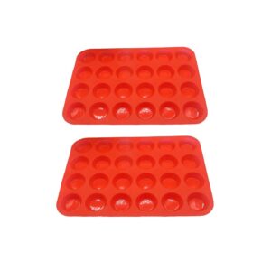 chyir 24 non-stick silicone molds diy mini muffin pan silicone cupcake baking cups for muffin tins 2pcs (red) …
