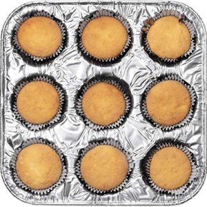 9-Cavity Mini Cupcake and Muffin Pans | Disposable Aluminium Baking Pans | Use for Baking Mini Muffin, Cupcake, Cake | For Weddings, Parties, Birthdays, Gatherings (12 Pack)