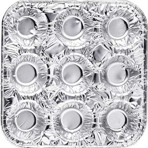 9-Cavity Mini Cupcake and Muffin Pans | Disposable Aluminium Baking Pans | Use for Baking Mini Muffin, Cupcake, Cake | For Weddings, Parties, Birthdays, Gatherings (12 Pack)