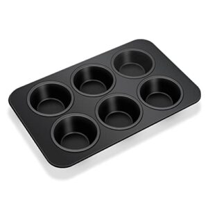 teamfar muffin pan, 6 cup muffin tin cupcake pan tray with nonstick coating and stainless steel core, for home/kitchen baking, healthy & heatproof, release easily & easy clean