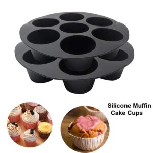 iayokocc 7 Cup Air Fryer Muffin Pan, 18cm Non-Stick Silicone Muffin Cake Cups Cupcake Baking Mold for Air Fryer Accessories, Perfect for Eggs Muffin, Cupcake Molds, Dishwasher Safe