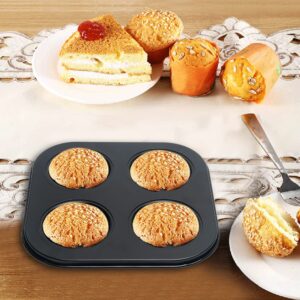 Pilarmuture 4 Hole Muffin Pan Muffin Trays, Bakeware Tins & Trays Non-stick Cupcake Baking Pan Mini Muffin Cups Pudding Bakeware Cake Mold for Oven Baking Roasting