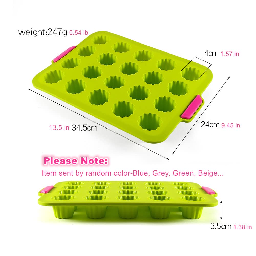 KeepingcooX® 20 Cavity Jelly Tray Gourmet Cannele Bordelais Mould, Mini Muffin Tin, Silicone Baking Pan for 20 canelés, Cold and Heat-Resistant, Non-Stick Cupcake Form, Random Color
