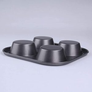 CZ-XING Cupcake Bakeware Pan and Muffin Cake Pan，4 Cup/Non Stick Carbon Steel Cupcake Baking Pan Quick Release Coating Oven Cake Tray Molds (Black 3Pcs)