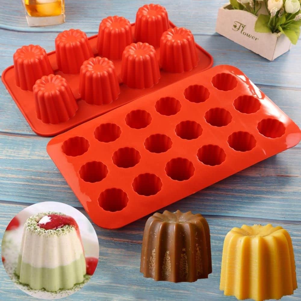 18-Cavity Canele Mold, Non-Stick Canele Muffin Cupcake Pan Diy Homemade Baking Mold For Muffins, Parties, Cake Shops(8-Cavity)