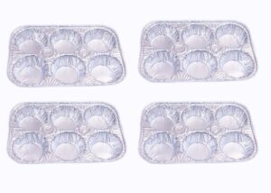 set of 4 muffin pans, aluminum foil disposable muffin pans, 6 cavity compartments