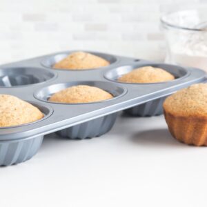 Fox Run Fluted Muffin Pan, 14 x 10.5 x 2 inches, Metallic